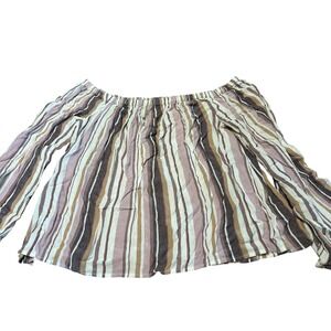 Aeropostale Off The Shoulder Top Womens Small Striped Long Sleeve Boho Blouse